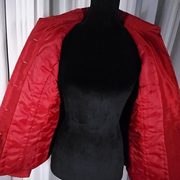 Carole Little Red 100% Lined, Padded, Sequins, Embroidered, Silk Jacket, Size S - Picture 9 of 15